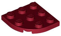 Plate Round Corner 3 x 3 in Dark Red