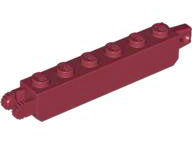 Hinge Brick 1 x 6 Locking with 1 Finger Vertical End and 2 Fingers Vertical End, 9 Teeth in Dark Red
