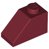 Brick Sloped 45° 2 x 1 with Bottom Pin in Dark Red