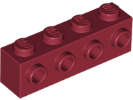 Brick Special 1 x 4 with 4 Studs on One Side in Dark Red