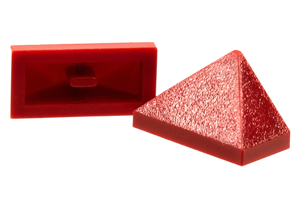 Brick Sloped 45° 2 x 1 Triple with Ovoid Bottom Pin in Dark Red