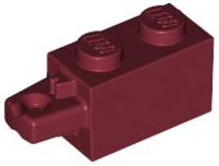 Hinge Brick 1 x 2 Locking with 1 Finger Horizontal End in Dark Red