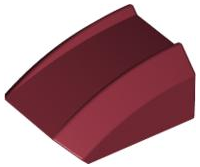 Brick Curved 2 x 2 with Lip, No Studs in Dark Red