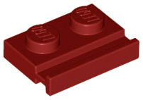 Plate Special 1 x 2 with Door Rail in Dark Red