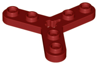 Technic Plate Rotor 3 Blade with Smooth Ends and 6 Studs (Propeller) in Dark Red