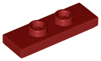 Plate Special 1 x 3 with 2 Studs with Groove and Inside Stud Holder (Jumper) in Dark Red