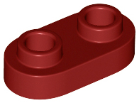 Plate Special 1 x 2 Rounded with 2 Open Studs in Dark Red
