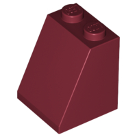 Brick Sloped 65° 2 x 2 x 2 with Bottom Tube in Dark Red