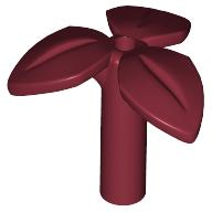 Plant, Stem with 3 Leaves and Bottom Pin in Dark Red