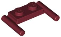 Plate Special 1 x 2 with Handles [Flat Ends / Low Attachment] in Dark Red