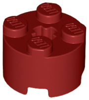 Brick Round 2 x 2 with Axle Hole in Dark Red