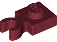 Plate Special 1 x 1 with Clip Vertical [Thick Open O Clip] in Dark Red