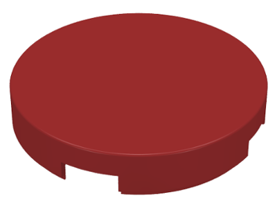Tile Round 2 x 2 with Bottom Cross in Dark Red