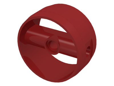 Technic Cylinder 4 x 4 with Pin Holes and Centre Bar, Closed Sides on Bar in Dark Red