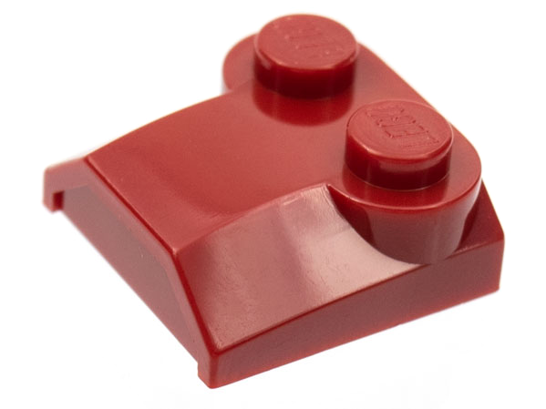 Brick Curved 2 x 2 x 2/3 Two Studs and Lip End in Dark Red