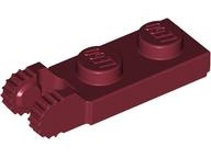 Hinge Plate 1 x 2 Locking with 2 Fingers On End, with Groove, 9 Teeth in Dark Red