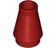 Cone 1 x 1 [No Top Groove] in Dark Red