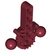 Large Figure Skeletal, Torso with Beam, 2 Ball Joints, and 7 Tooth Half Gear in Dark Red