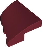 Brick Wedged, Curved 2 x 2 with Stud Notch Right in Dark Red