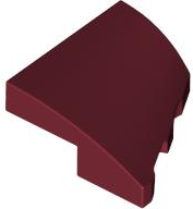 Brick Wedged, Curved 2 x 2 with Stud Notch Left in Dark Red