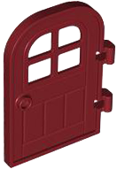 Door Right 4 x 6 with Curved Top, Bars in Dark Red