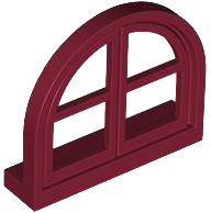 Window 4 x 3 Lattice with Rounded Top in Dark Red