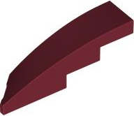 Brick Wedged, Curved 1 x 4 with Stud Notch Right in Dark Red