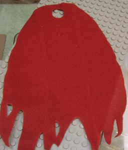 Large Figure Cape, Tattered, 1 Hole in Dark Red