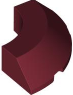 Brick Round Corner 4 x 4 x 1 with Bottom Cut Outs, No Studs, Flat Top in Dark Red