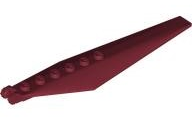 Hinge Plate 1 x 12 Locking with Angled Side Extensions and Tapered Ends, 7 Teeth in Dark Red