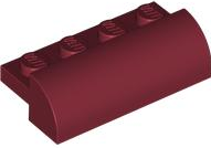 Brick Curved 2 x 4 x 1 in Dark Red
