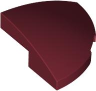 Brick Round Corner, Curved 2 x 2 x 2/3 Quarter Circle With 1 x 1 Bottom Cutout in Dark Red