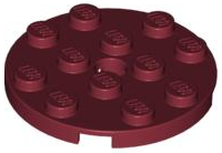 Plate Round 4 x 4 with Pin Hole in Dark Red