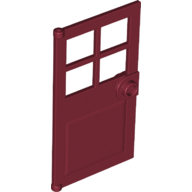 Door 1 x 4 x 6 with 4 Panes and Stud Handle in Dark Red