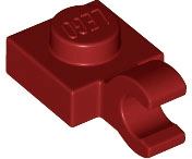 Plate Special 1 x 1 with Clip Horizontal [Thick Open O Clip] in Dark Red