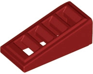 Brick Sloped 18° 2 x 1 x 2/3 with 4 Slots / Grate in Dark Red