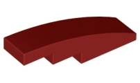 Brick Curved 4 x 1 No Studs [Stud Holder with Symmetric Ridges] in Dark Red
