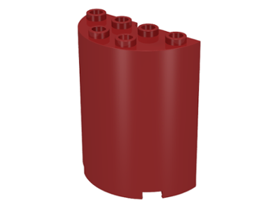 Cylinder Half 2 x 4 x 4 in Dark Red