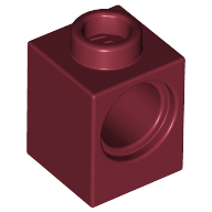 Technic Brick 1 x 1 with Pin Hole in Dark Red