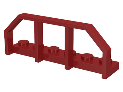 Plate Special 1 x 6 with Train Wagon End Fence in Dark Red