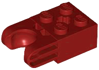 Technic Brick Special 2 x 2 with Ball Socket Wide and Axle Hole, No Arm Holes in Dark Red