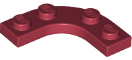 Plate Round Corner 3 x 3 with 2 x 2 Round Cutout in Dark Red