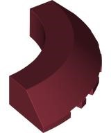 Brick Round Corner 5 x 5 x 1 Slope, Bottom Cut Outs, No Studs, Flat Top in Dark Red