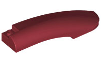Brick Round, Curved 10 x 2 x 2 with Rounded End Right in Dark Red
