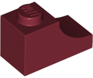 Brick Curved 2 x 1 with Inverted Cutout in Dark Red