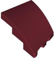 Brick Wedged, Curved 3 x 2 with Stud Notch Left in Dark Red