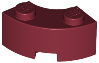 Brick Round Corner 2 x 2 Macaroni with Stud Notch and Reinforced Underside [New Style] in Dark Red