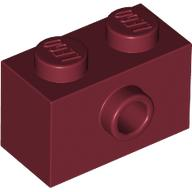 Brick Special 1 x 2 with 1 Center Stud on 1 Side, Bottom Stud Holder in Dark Red