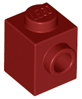 Brick Special 1 x 1 with Stud on 1 Side in Dark Red