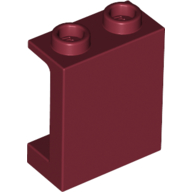 Panel 1 x 2 x 2 [Side Supports / Hollow Studs] in Dark Red